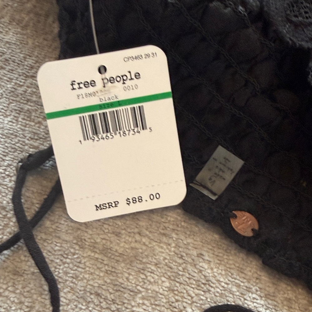 Free People Adella Black Lace Mini Spaghetti Strap Dress - NWT - Picture 6 of 6